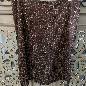 St. John Chocolate and Gold Embellished Midi Skirt 26”